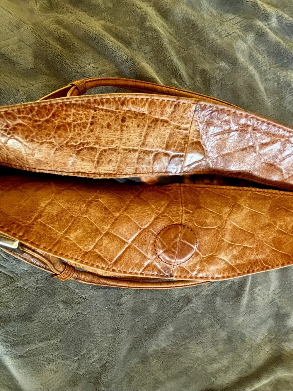 Makowsky Alligator Embossed Leather Tote Bag Cognac